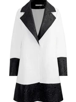Alice and Olivia Paola Swing Coat With Border Detail-Women Jackets + Coats