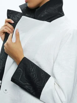 Alice and Olivia Paola Swing Coat With Border Detail-Women Jackets + Coats