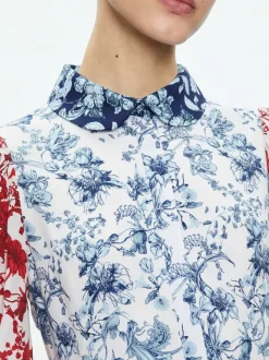 Alice and Olivia Paulie Tiered Blouson Sleeve Mini Dress-Women Dresses