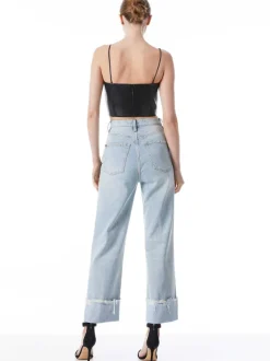 Alice and Olivia Pearle Vegan Leather Spaghetti Strap Bustier-Women Tops