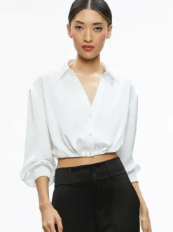 Alice and Olivia Pierre Pleated Back Button Down-Women Tops
