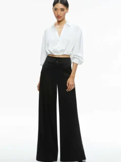 Alice and Olivia Pierre Pleated Back Button Down-Women Tops