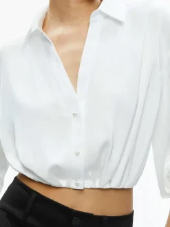 Alice and Olivia Pierre Pleated Back Button Down-Women Tops