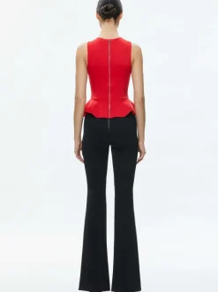 Alice and Olivia Poppy Crew Neck Peplum Top-Women Tops