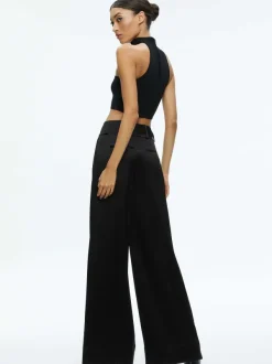 Alice and Olivia Raya Mock Neck Racerback Cropped Pullover-Women Tops