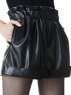 Alice and Olivia Reagan Vegan Leather Paperbag Short-Women Shorts