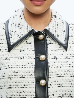 Alice and Olivia Renae Cropped Vegan Leather Jacket-Women Jackets + Coats