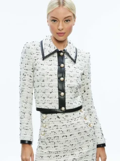 Alice and Olivia Renae Cropped Vegan Leather Jacket-Women Jackets + Coats