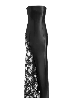 Alice and Olivia Retha Vegan Leather Lace Maxi Dress-Women Dresses