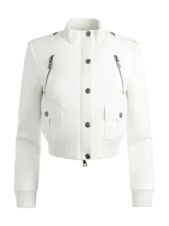 Alice and Olivia Ria Vegan Leather Moto Jacket-Women Jackets + Coats