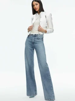 Alice and Olivia Ria Vegan Leather Moto Jacket-Women Jackets + Coats