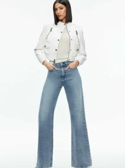 Alice and Olivia Ria Vegan Leather Moto Jacket-Women Jackets + Coats