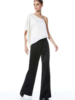 Alice and Olivia Riko One Shoulder Embellished Strap Top-Women Tops