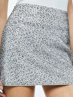 Alice and Olivia Riley Embellished Clean Waist A-Line Skirt-Women Skirts