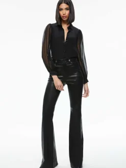 Alice and Olivia Roanne Blouson Sleeve Button Down-Women Tops