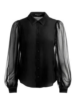 Alice and Olivia Roanne Blouson Sleeve Button Down-Women Tops