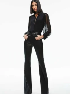 Alice and Olivia Roanne Blouson Sleeve Button Down-Women Tops