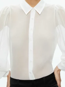 Alice and Olivia Roanne Sheer Blouse-Women Tops