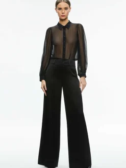 Alice and Olivia Roanne Sheer Blouse-Women Tops