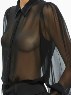 Alice and Olivia Roanne Sheer Blouse-Women Tops