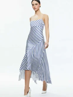 Alice and Olivia Rosa Asymmetrical Slip Dress-Women Dresses