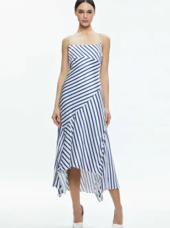 Alice and Olivia Rosa Asymmetrical Slip Dress-Women Dresses