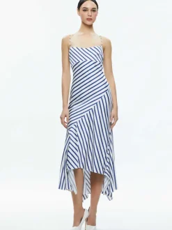 Alice and Olivia Rosa Asymmetrical Slip Dress-Women Dresses