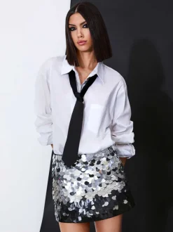 Alice and Olivia Rubi Sequin Mini Skirt-Women Skirts