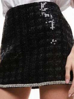 Alice and Olivia Rubi Sequin Tweed Mini Skirt-Women Skirts