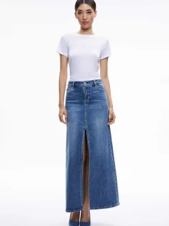 Alice and Olivia Rye Denim Maxi Skirt-Women Skirts