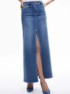 Alice and Olivia Rye Denim Maxi Skirt-Women Skirts