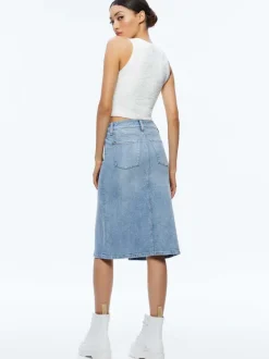Alice and Olivia Rye Midi Denim Skirt-Women Skirts
