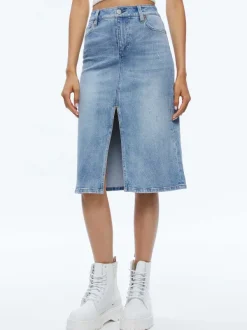Alice and Olivia Rye Midi Denim Skirt-Women Skirts