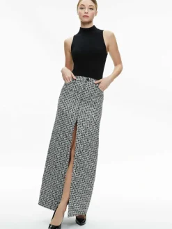 Alice and Olivia Rye Tweed Maxi Skirt-Women Skirts
