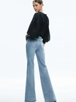 Alice and Olivia Sedona Low Rise Center Front Slits Flare Jean-Women Pants