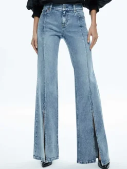 Alice and Olivia Sedona Low Rise Center Front Slits Flare Jean-Women Pants