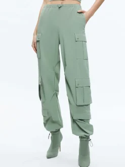 Alice and Olivia Shara Mid Rise Parachute Cargo Pants-Women Pants