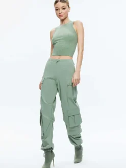 Alice and Olivia Shara Mid Rise Parachute Cargo Pants-Women Pants