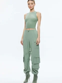 Alice and Olivia Shara Mid Rise Parachute Cargo Pants-Women Pants