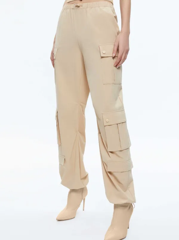 Alice and Olivia Shara Mid Rise Parachute Cargo Pants-Women Pants