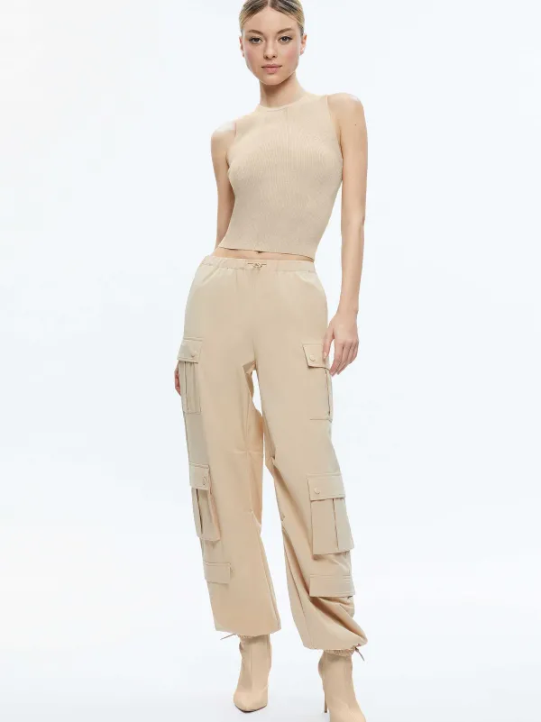 Alice and Olivia Shara Mid Rise Parachute Cargo Pants-Women Pants