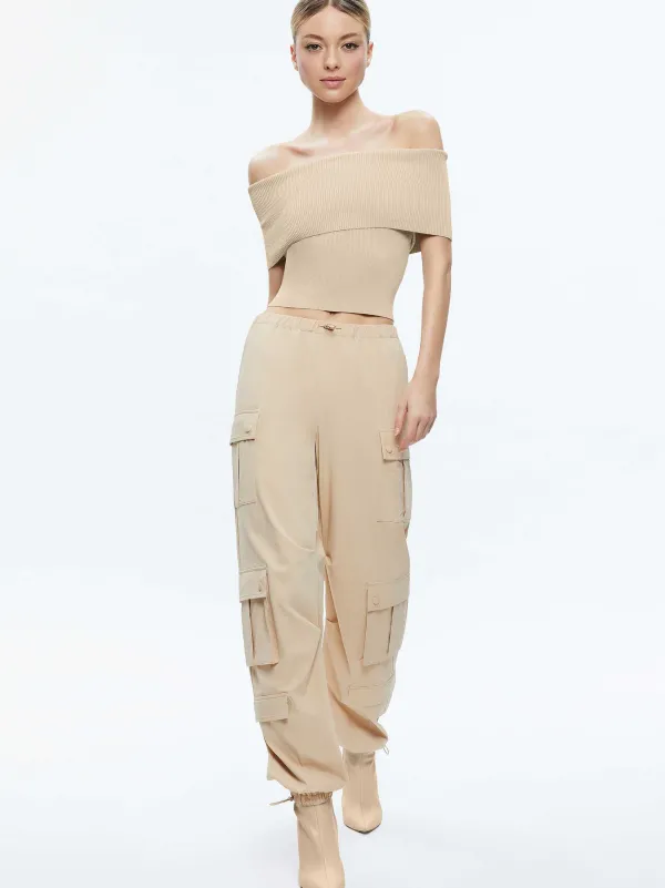 Alice and Olivia Shara Mid Rise Parachute Cargo Pants-Women Pants