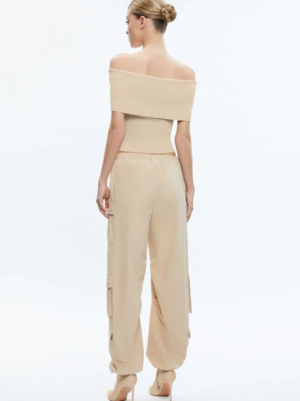Alice and Olivia Shara Mid Rise Parachute Cargo Pants-Women Pants