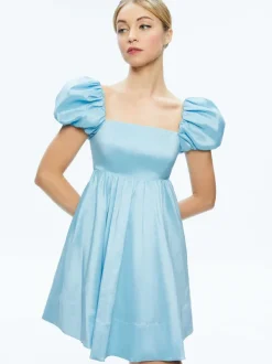 Alice and Olivia Sharilyn Bubble Sleeve Tie Back Mini Dress-Women Dresses