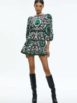 Alice and Olivia Shayla Pleated Sleeve Tiered Dress-Women Dresses