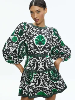 Alice and Olivia Shayla Pleated Sleeve Tiered Dress-Women Dresses