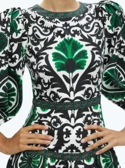 Alice and Olivia Shayla Pleated Sleeve Tiered Dress-Women Dresses