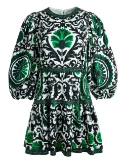 Alice and Olivia Shayla Pleated Sleeve Tiered Dress-Women Dresses