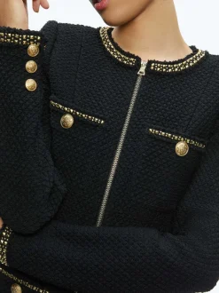 Alice and Olivia Shiloh Gold Zipper Romper-Women Jumpsuits