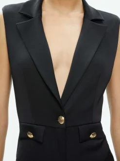 Alice and Olivia Shoshanna Sleeveless Tuxedo Jumpsuit-Women Jumpsuits